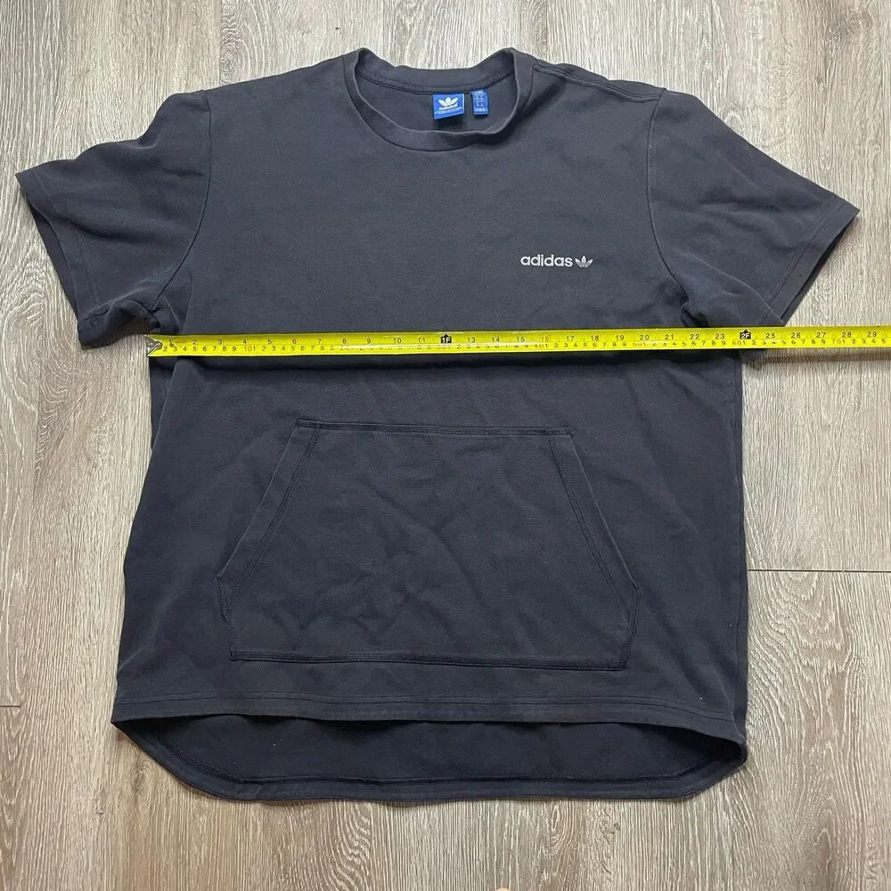 Adidas Originals Men’s XL Black Short Sleeve Shirt Tee Kangaroo Pocket Trefoil